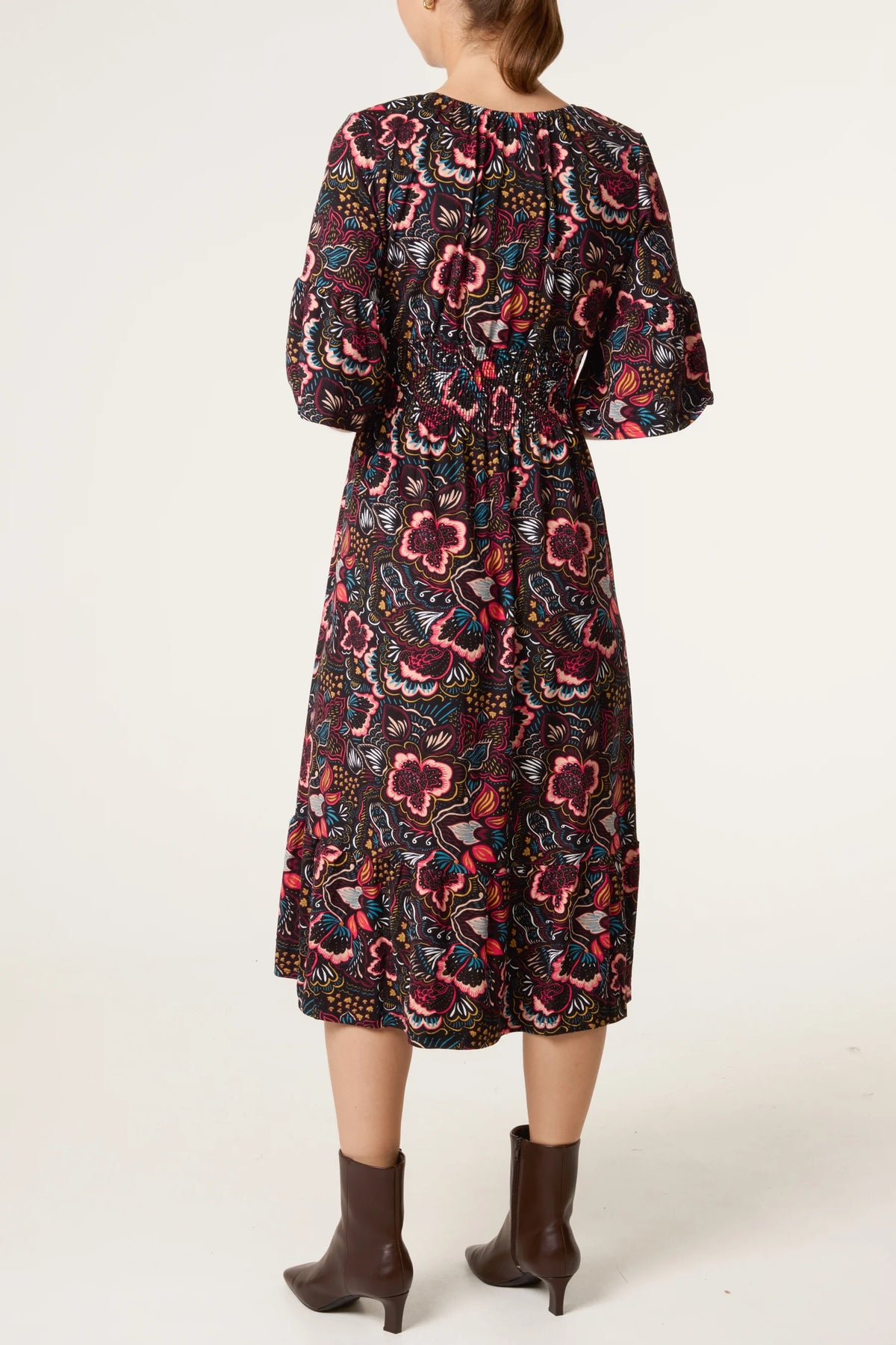 Bold Abstract Floral Print Magic Dress