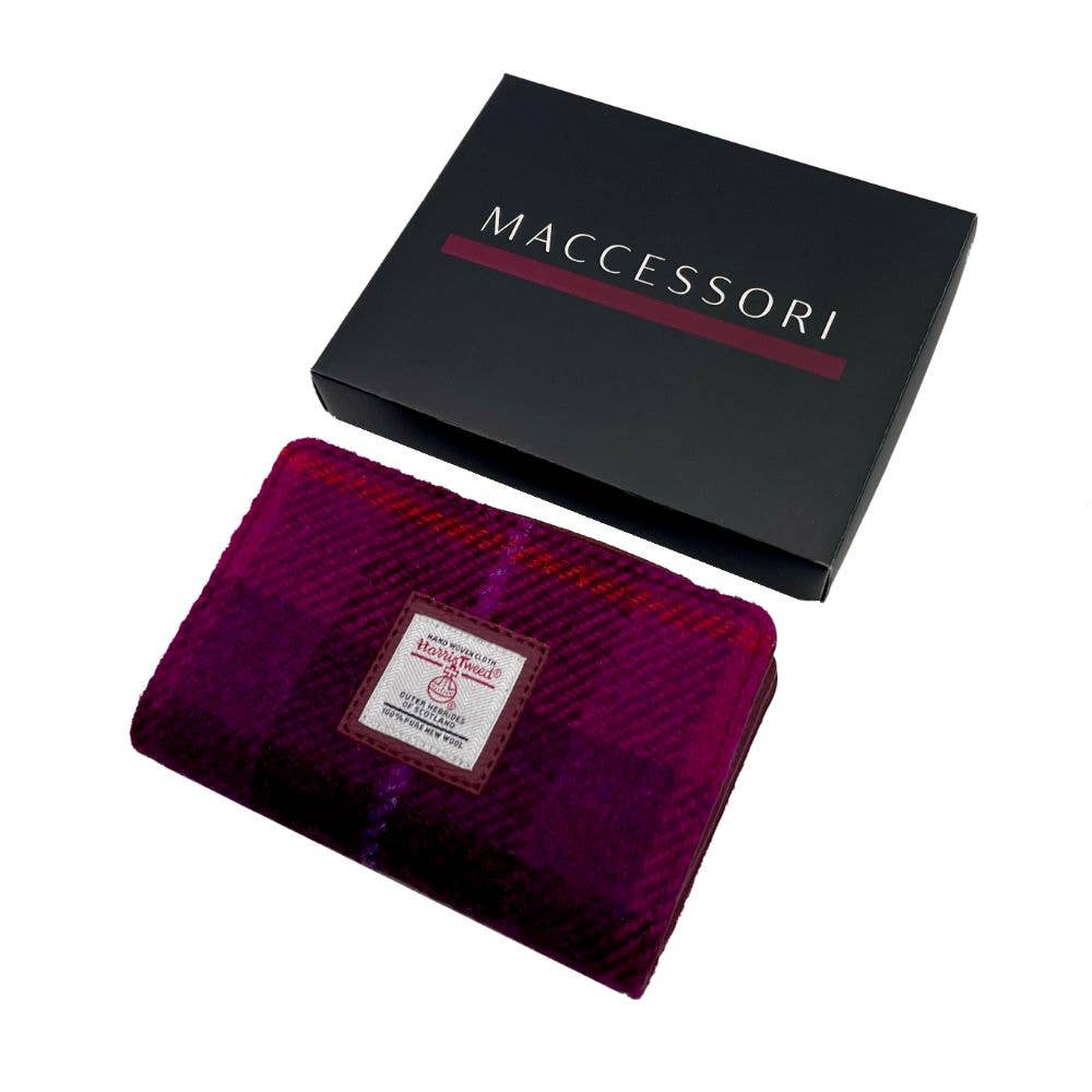Harris Tweed Zip Purse Purple Check