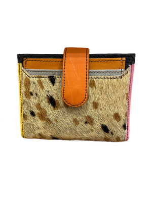 Multi-coloured animal print leather purse