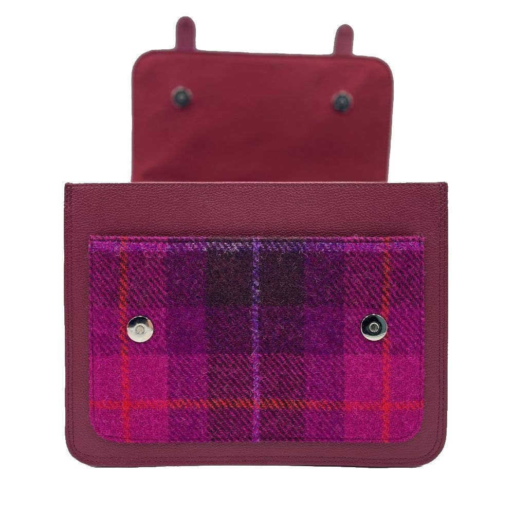 Harris Tweed Ladies Messenger Bag Purple Check