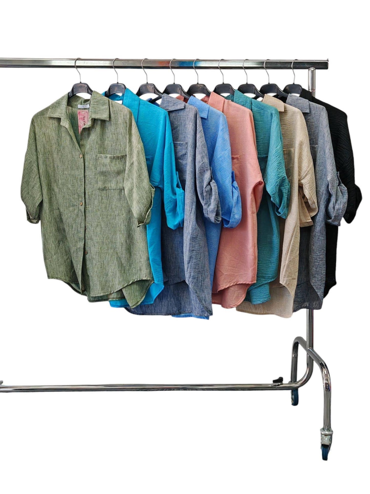 Italian One Size Full Button Linen Shirt