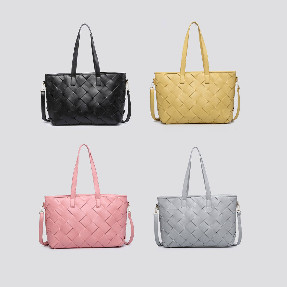 Woven Leather Look Tote Bag