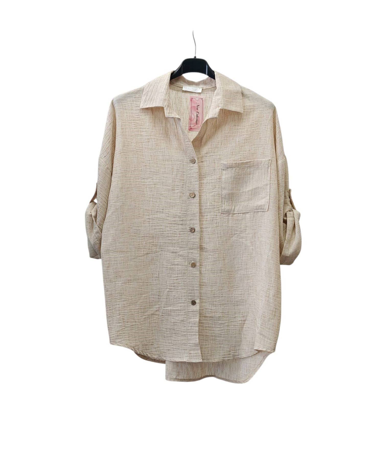 Italian One Size Full Button Linen Shirt