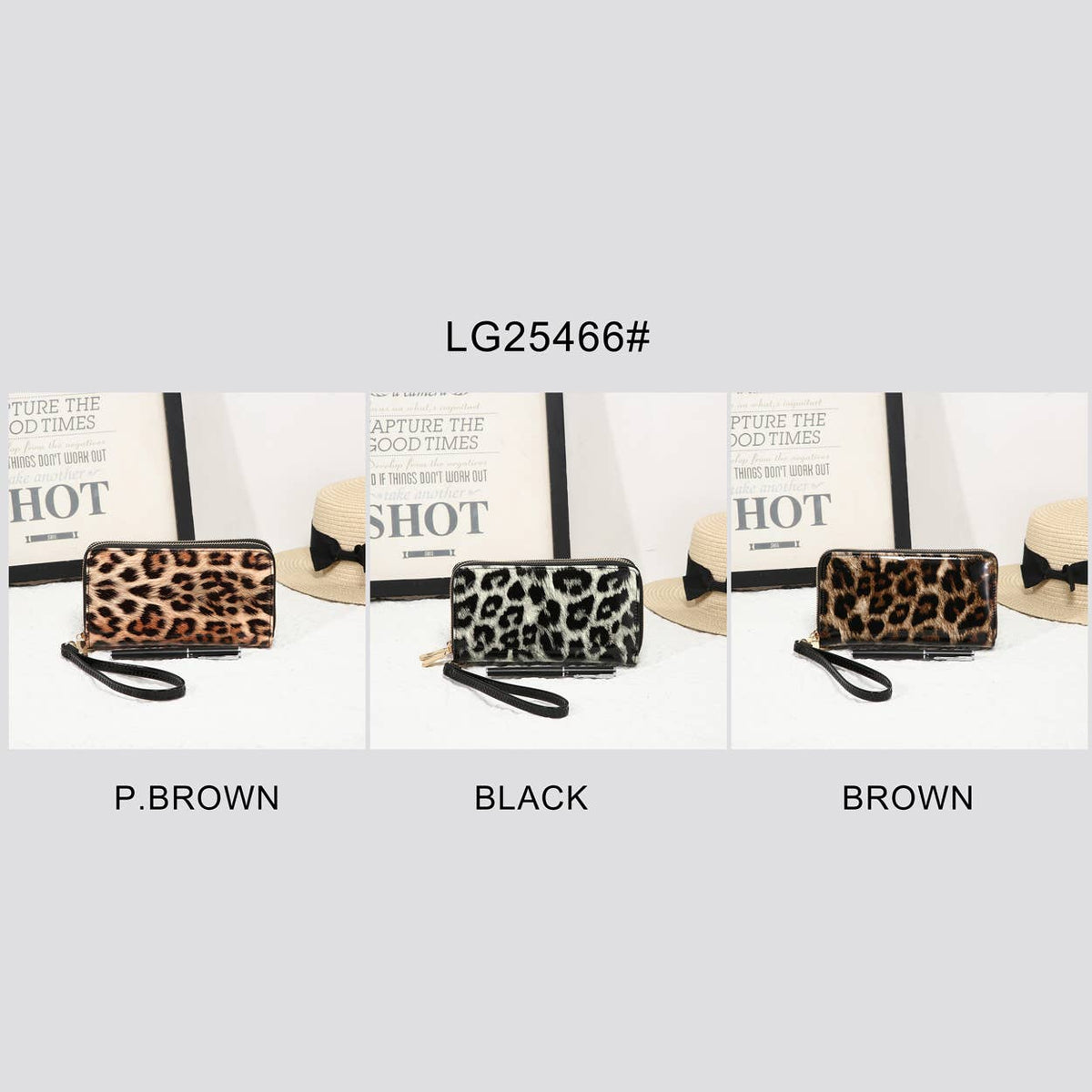 Leopard Print Double Zipped Patent Purse