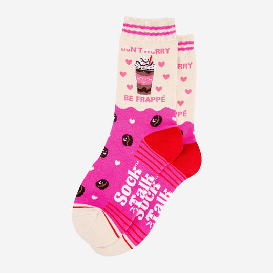 Women's Combed Cotton Ankle Socks- Pink/Cream, Be Frappe