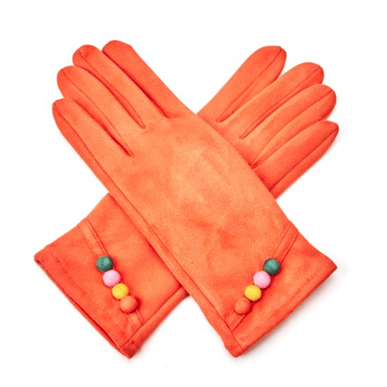 Bright gloves with colourful button detail