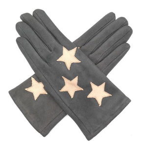 Grey gloves with applique stars
