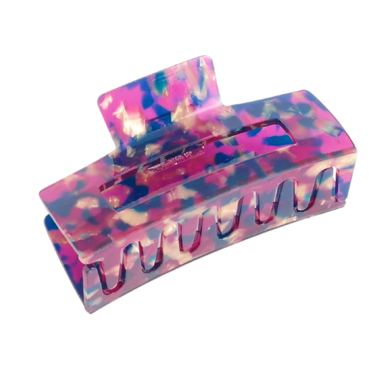 Rectangle Pink-blue Marble Hair Claw Clip