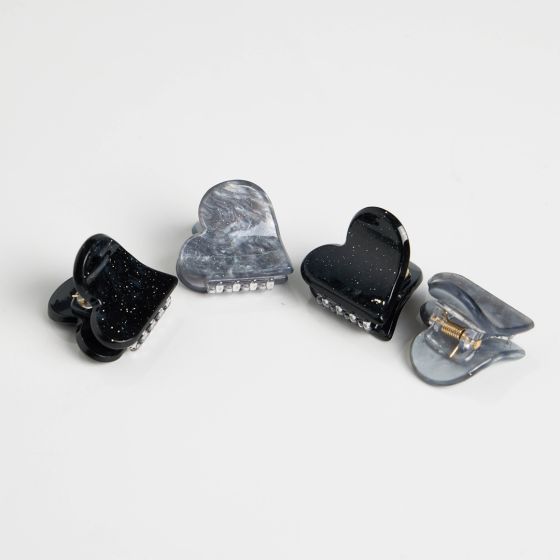 Hearts Black Multi Clips Pack Of 4