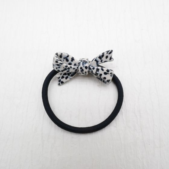 Bow White & Black Elastic Hair Tie