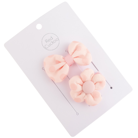 Pale Pink Flower Bow Hair Clips Pack