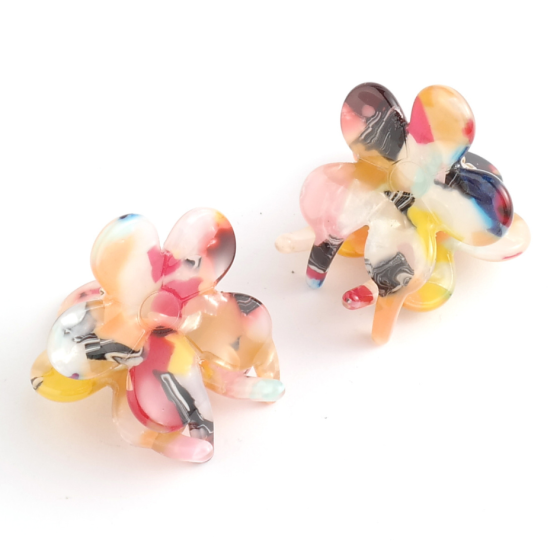 Multi Coloured Flower Clip Duo