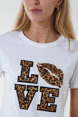 Leopard Print 'Love' Lips T-Shirt