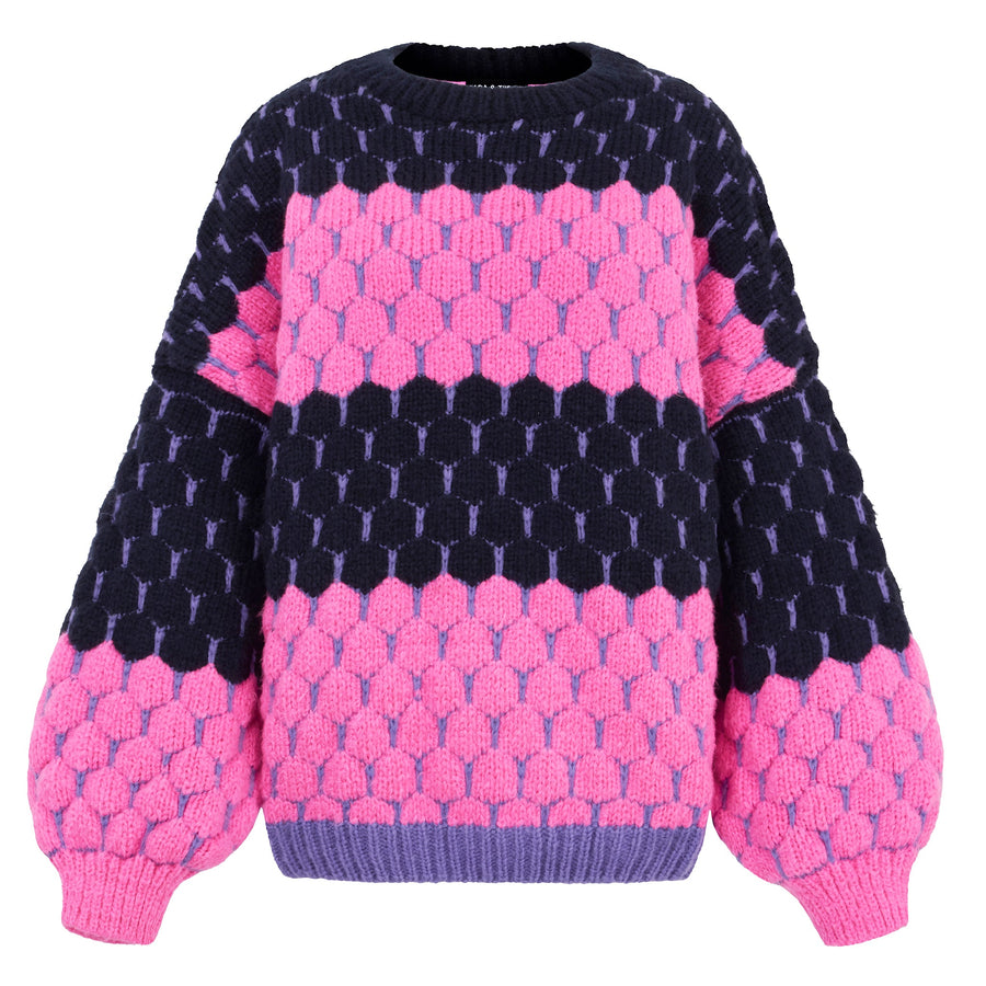 Cara & The Sky- Marissa Stripe Bubble Stitch Jumper