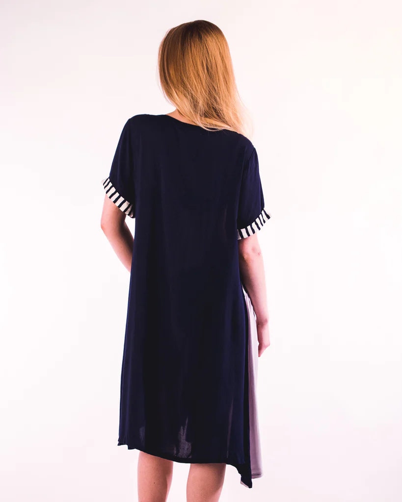 Asymmetric stripe shirt summer dress