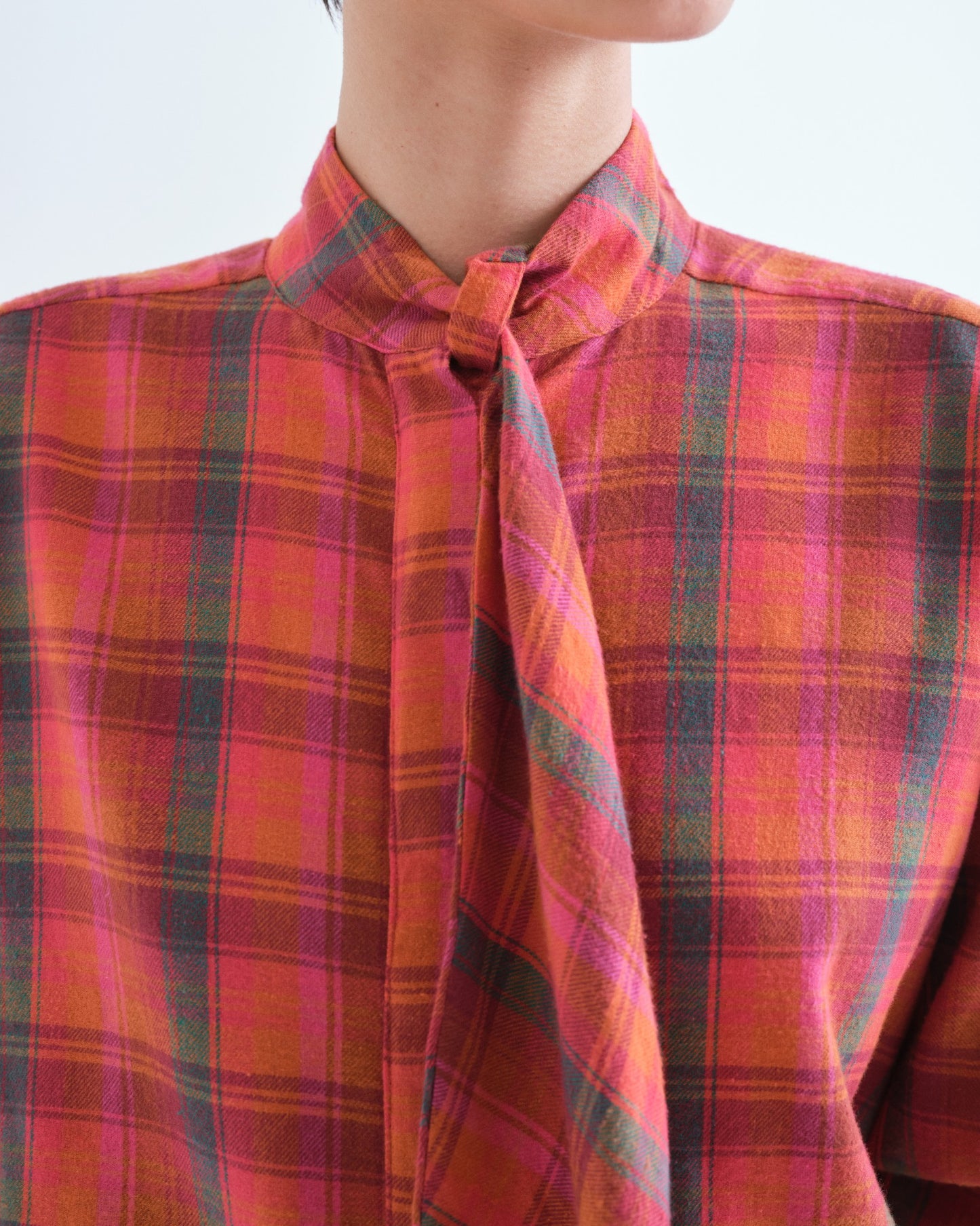 Pre-order* Compañía Fantástica: Orange plaid shirt with tie detail