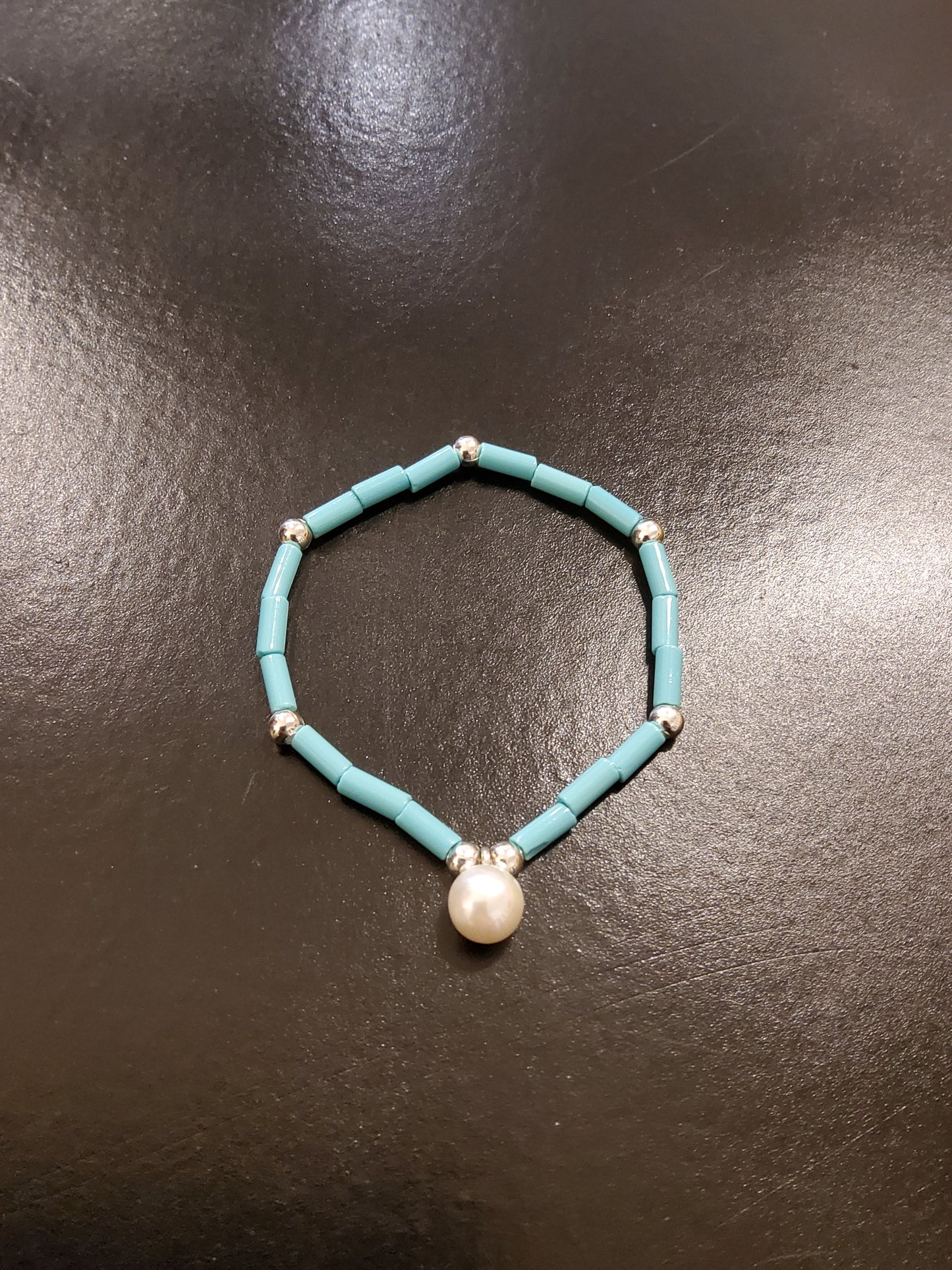 Teal Pearl Beaded Bracelet
