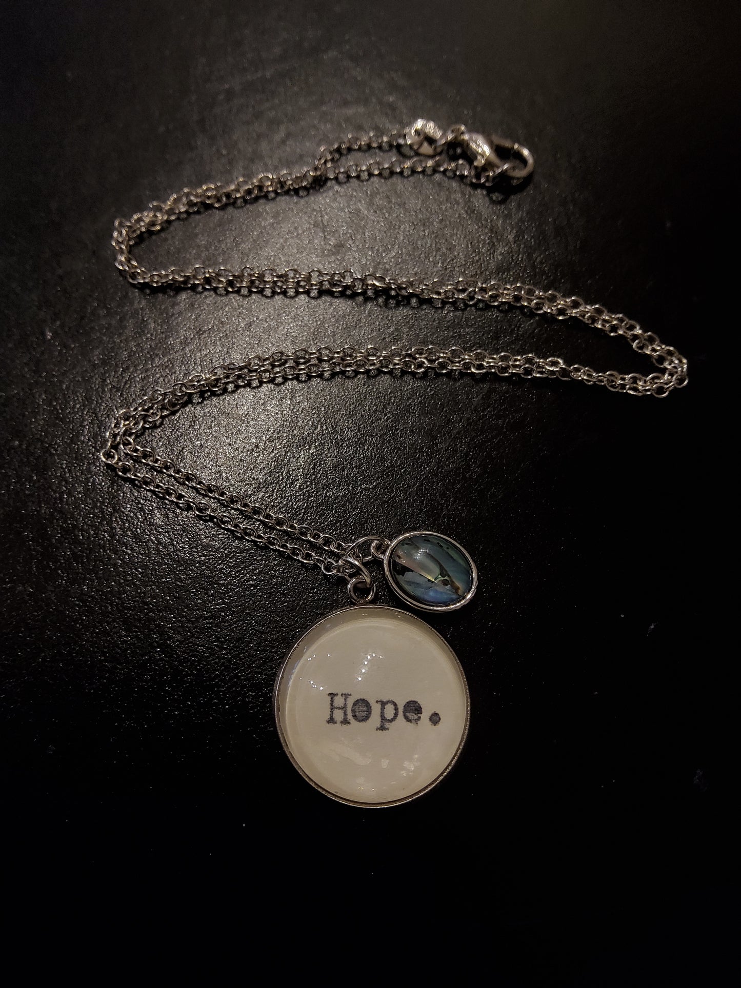 'Hope' Pendant Necklace with Marbled Charm