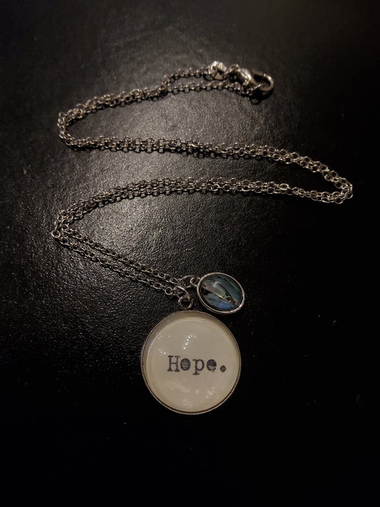 'Hope' Pendant Necklace with Marbled Charm