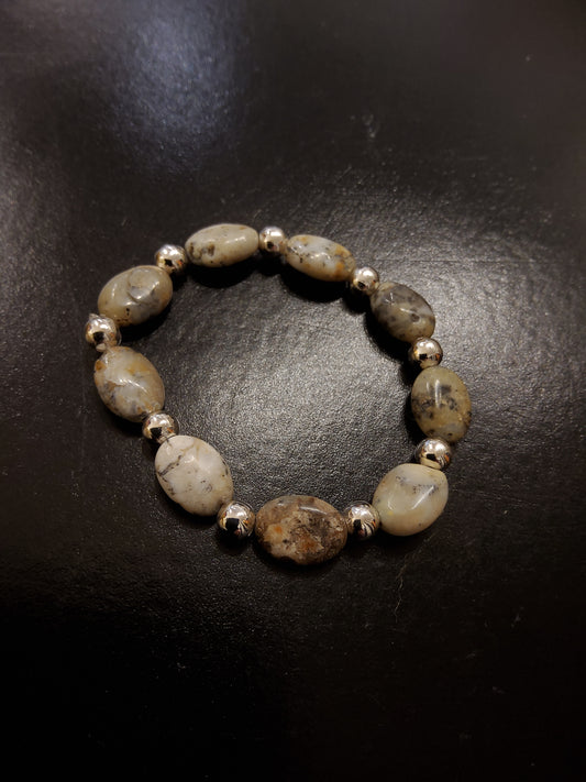 Stone & Silver Beaded Bracelet