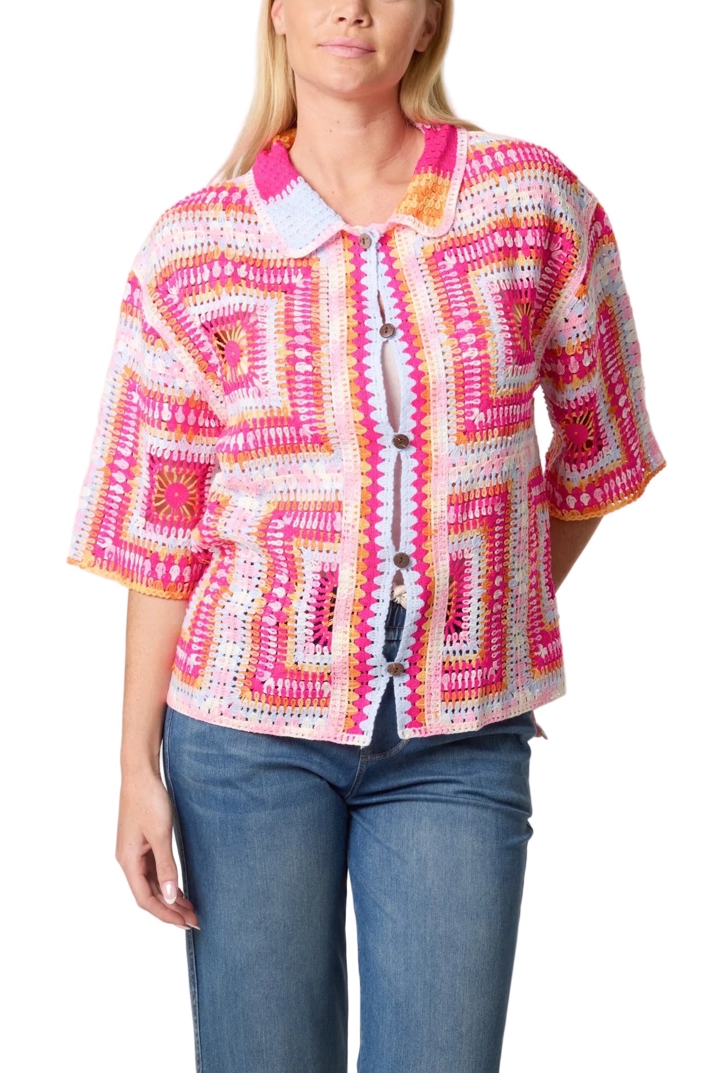 Patchwork Crochet Boxy Shirt