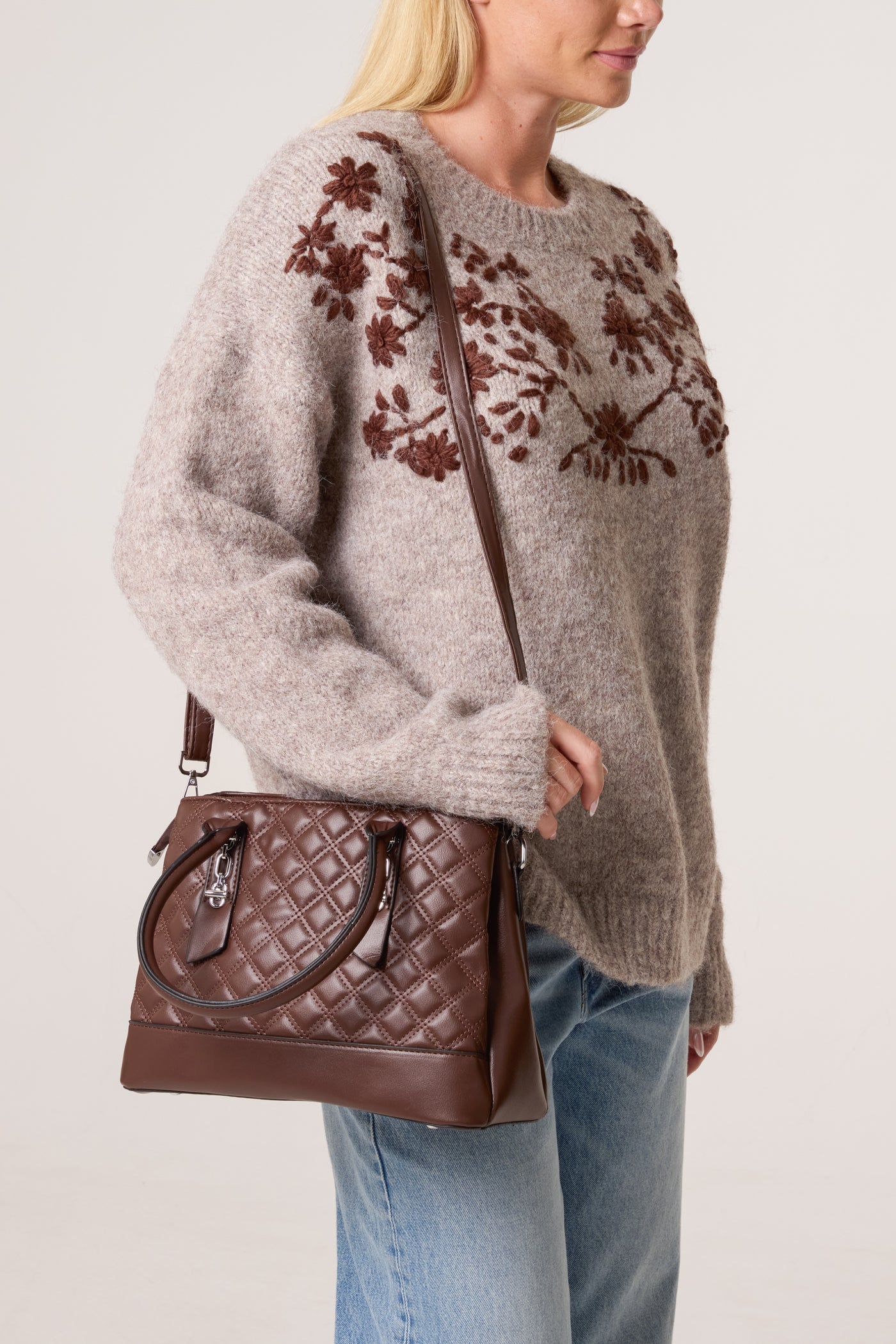 Brown Quilted Handbag