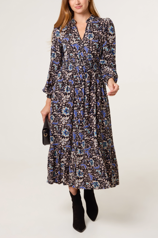 Blue Paisley Shirt Dress
