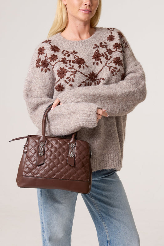 Brown Quilted Handbag