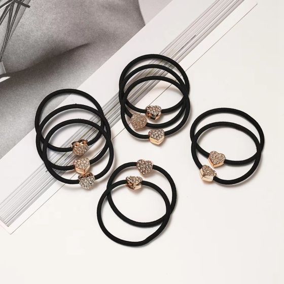 Pack of 10 Heart Elastic Hair Ties