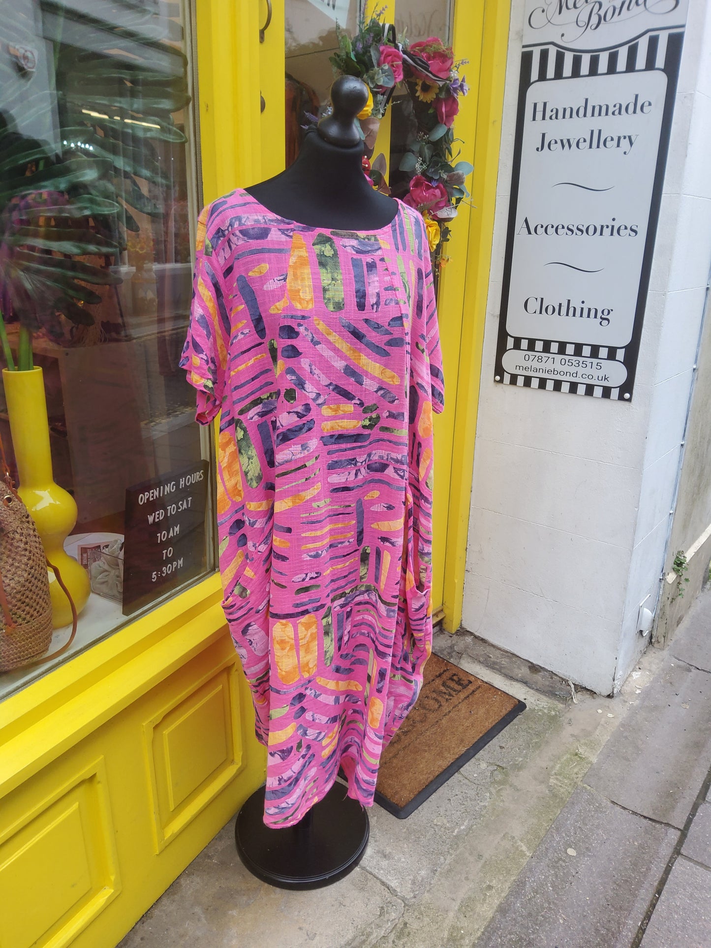 Fuchsia Abstract Cotton Dress