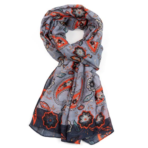 Grey Paisley Scarf