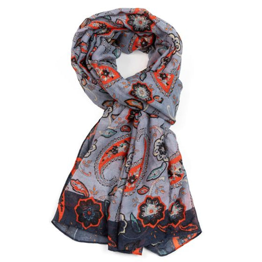 Grey Paisley Scarf
