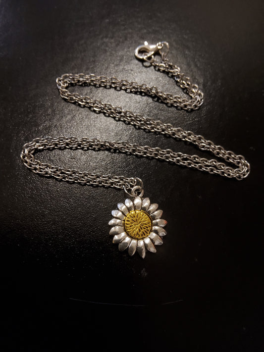 Silver Sunflower Necklace