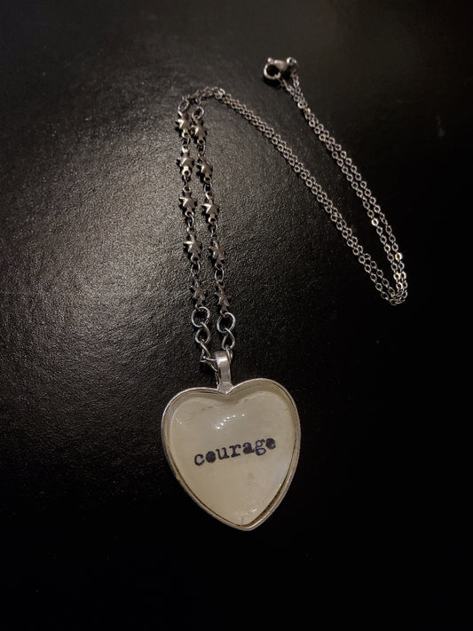 Courage Cream Heart Pendant Necklace with Star Chain
