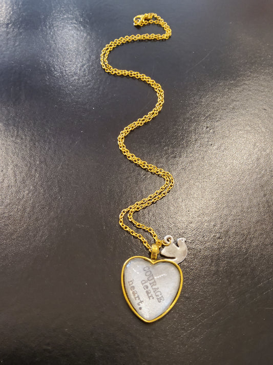 'Courage Dear Heart' Dove Necklace