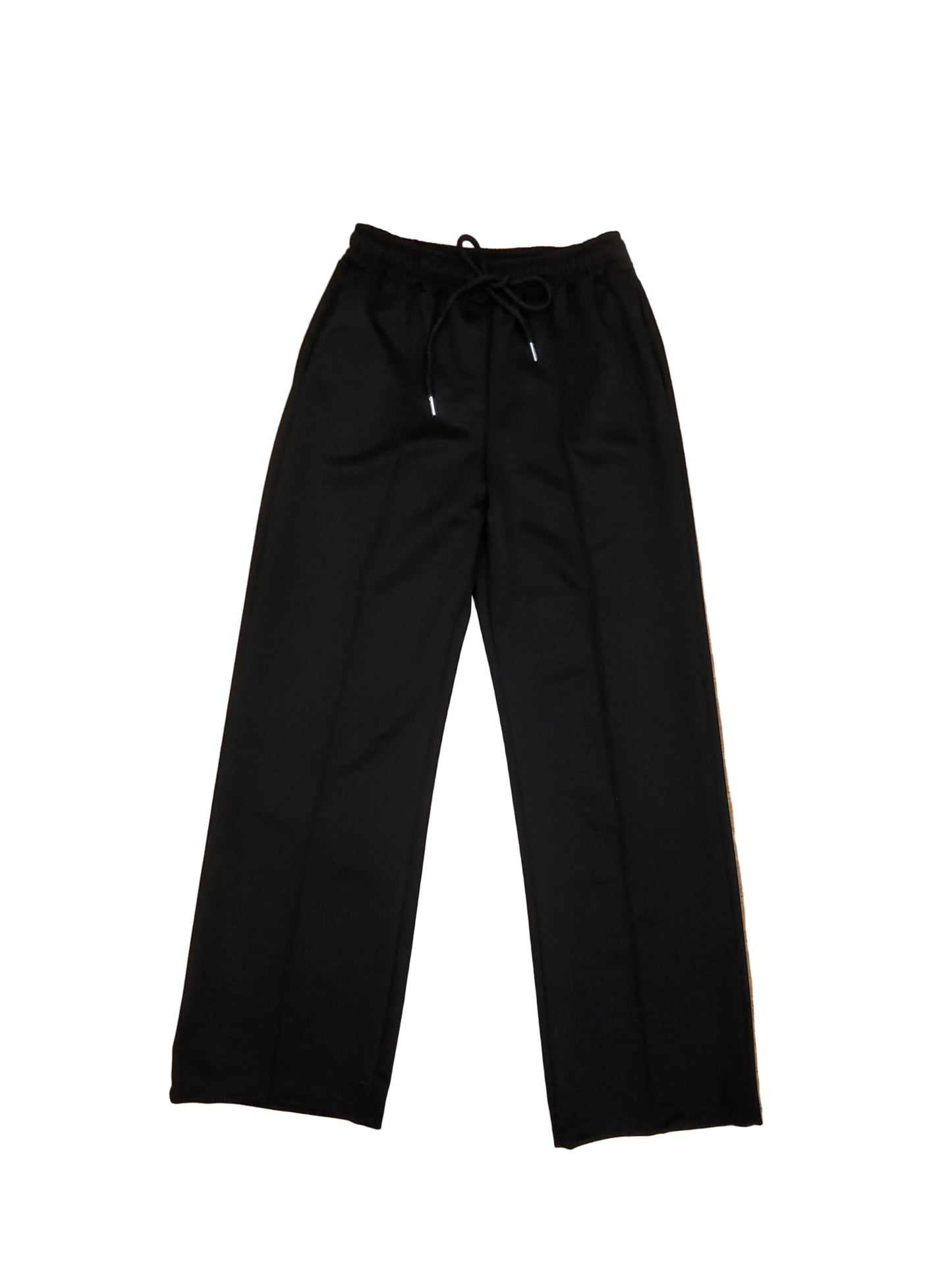 Black Drawstring Crease-Front Jogger Trousers