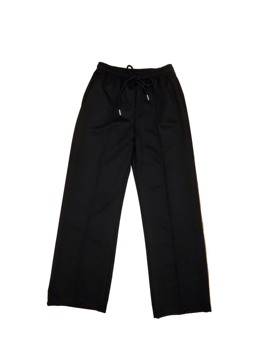 Black Drawstring Crease-Front Jogger Trousers