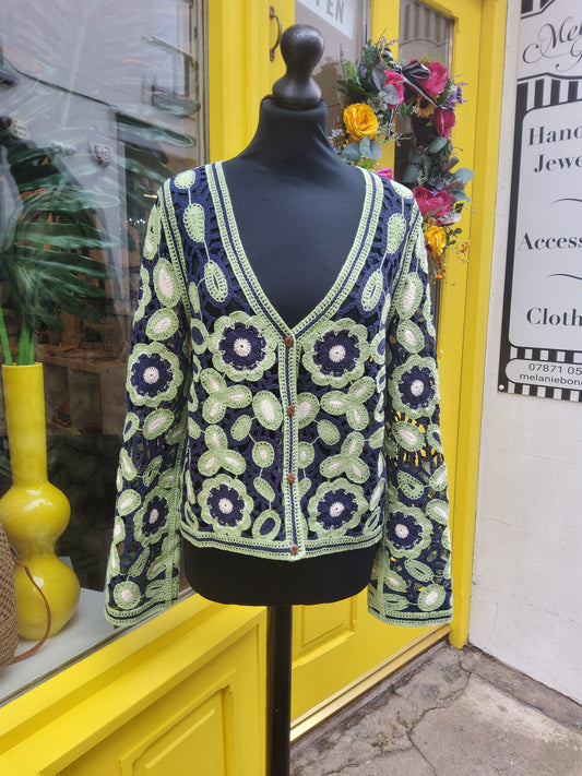 Abstract Floral Crochet Cardigan