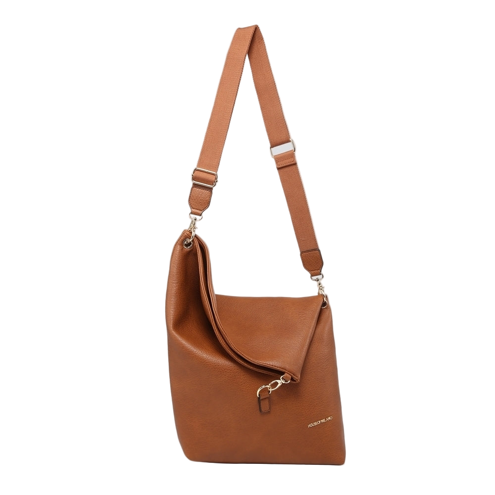 Tan Large Zip Flap Shoulder Bag