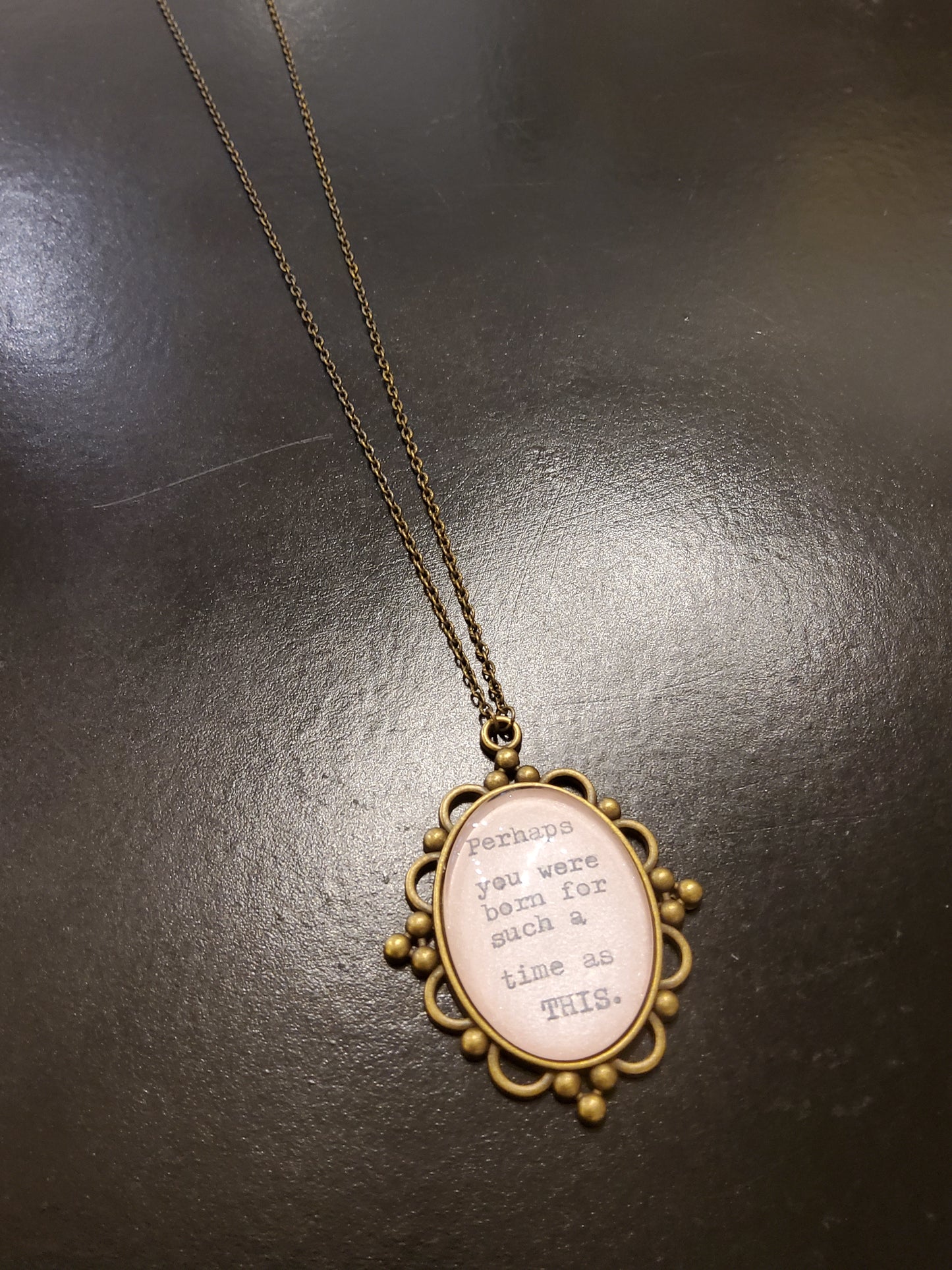 'For such a time as this' Pink Pendant Necklace