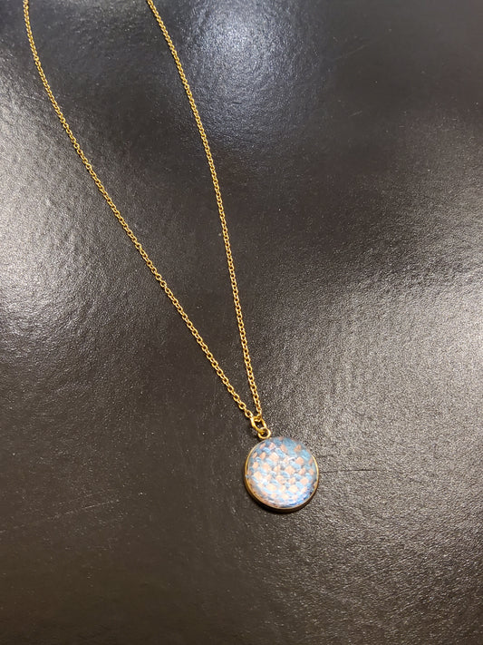Blue and Pink Irish Linen Necklace