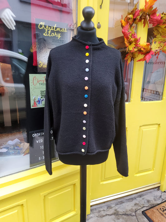 Black Velvet Buttoned Cardigan
