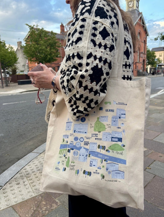 Dromore Map Tote Bags