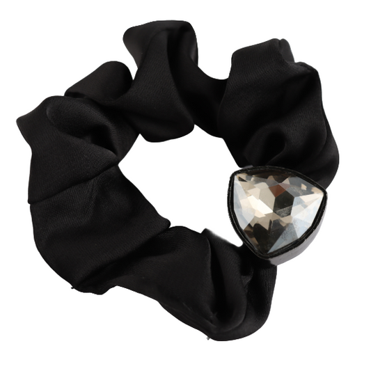 Black Scrunchie with Glass Triangle