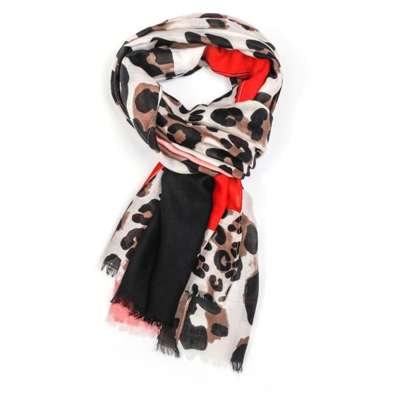 Red Leopard Print Scarf