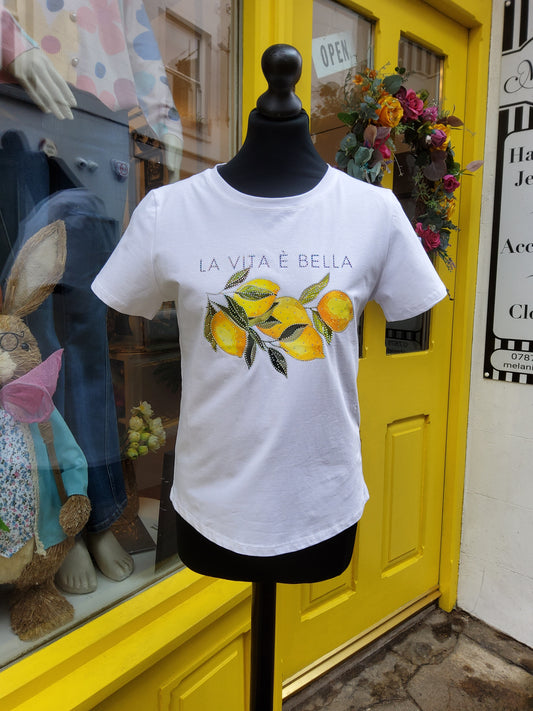 Embellished Lemon Design T-Shirt