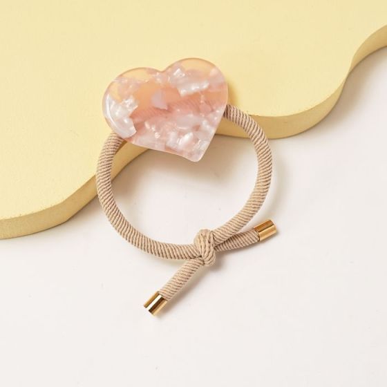 Pink Heart Elastic Hair Tie