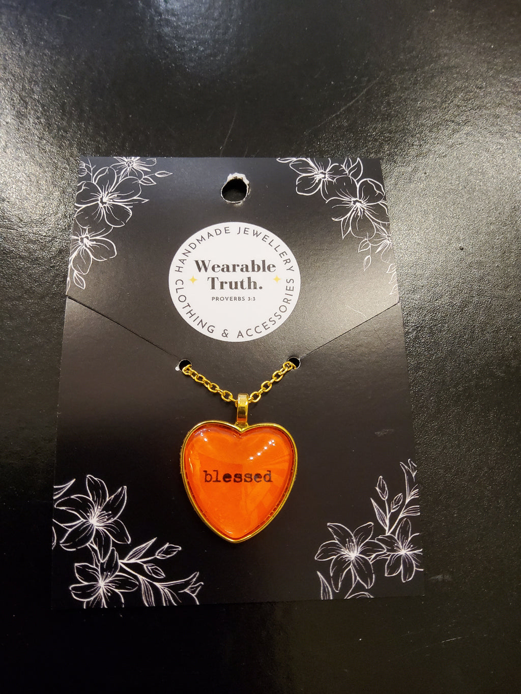 Blessed Orange Heart Golden Necklace