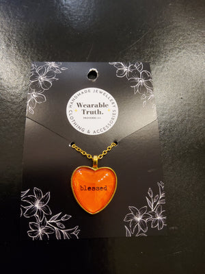 Blessed Orange Heart Golden Necklace