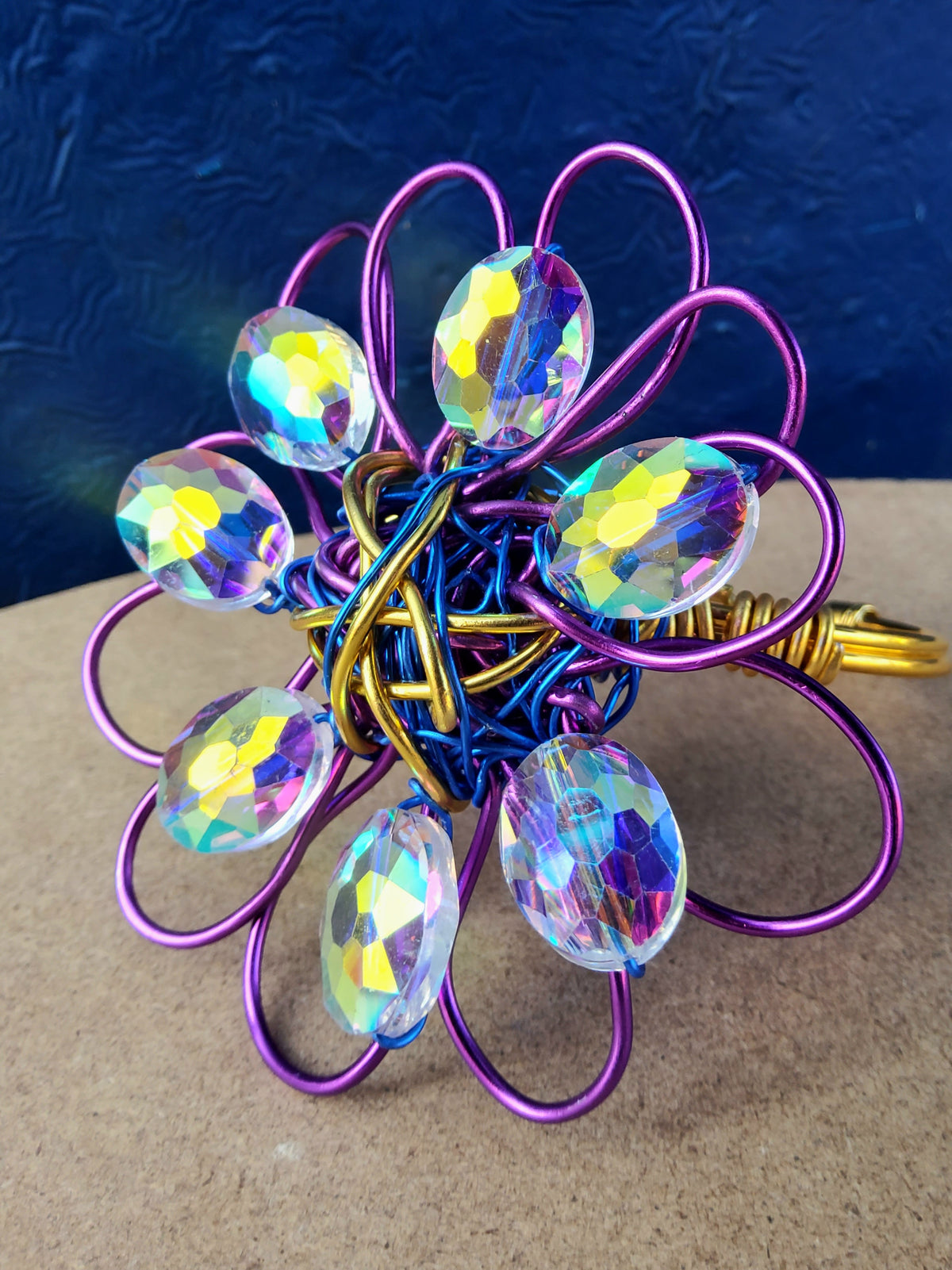 Asymmetric Purple, Blue & Gold Geometric earrings